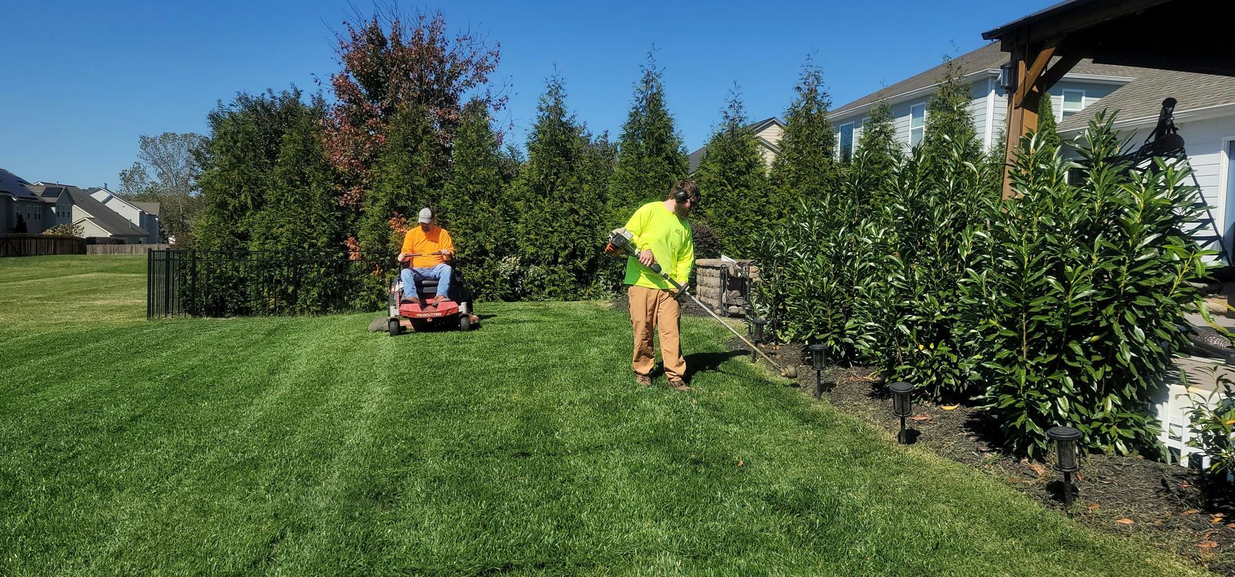 Mowing a striped lawn